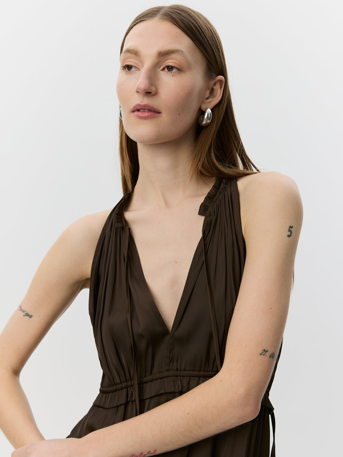 Sofie Schnoor WOMEN MELSW HALTER NECK MAXI DRESS Dress 7162 Intense Brown