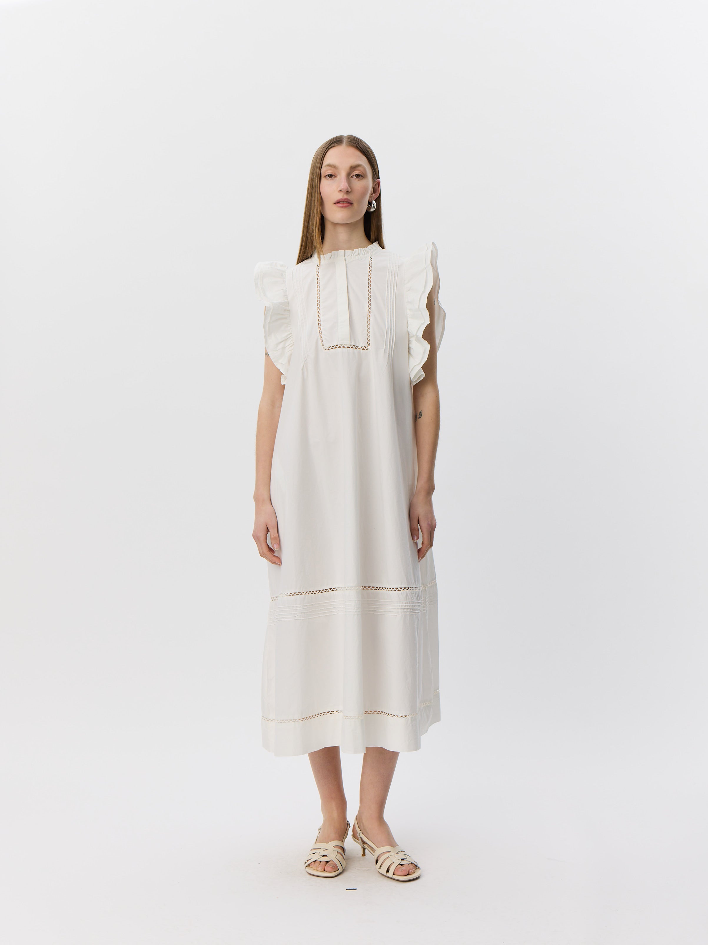 Sofie Schnoor WOMEN OTANIASW FRILL COTTON DRESS Dress 0141 White Alyssum