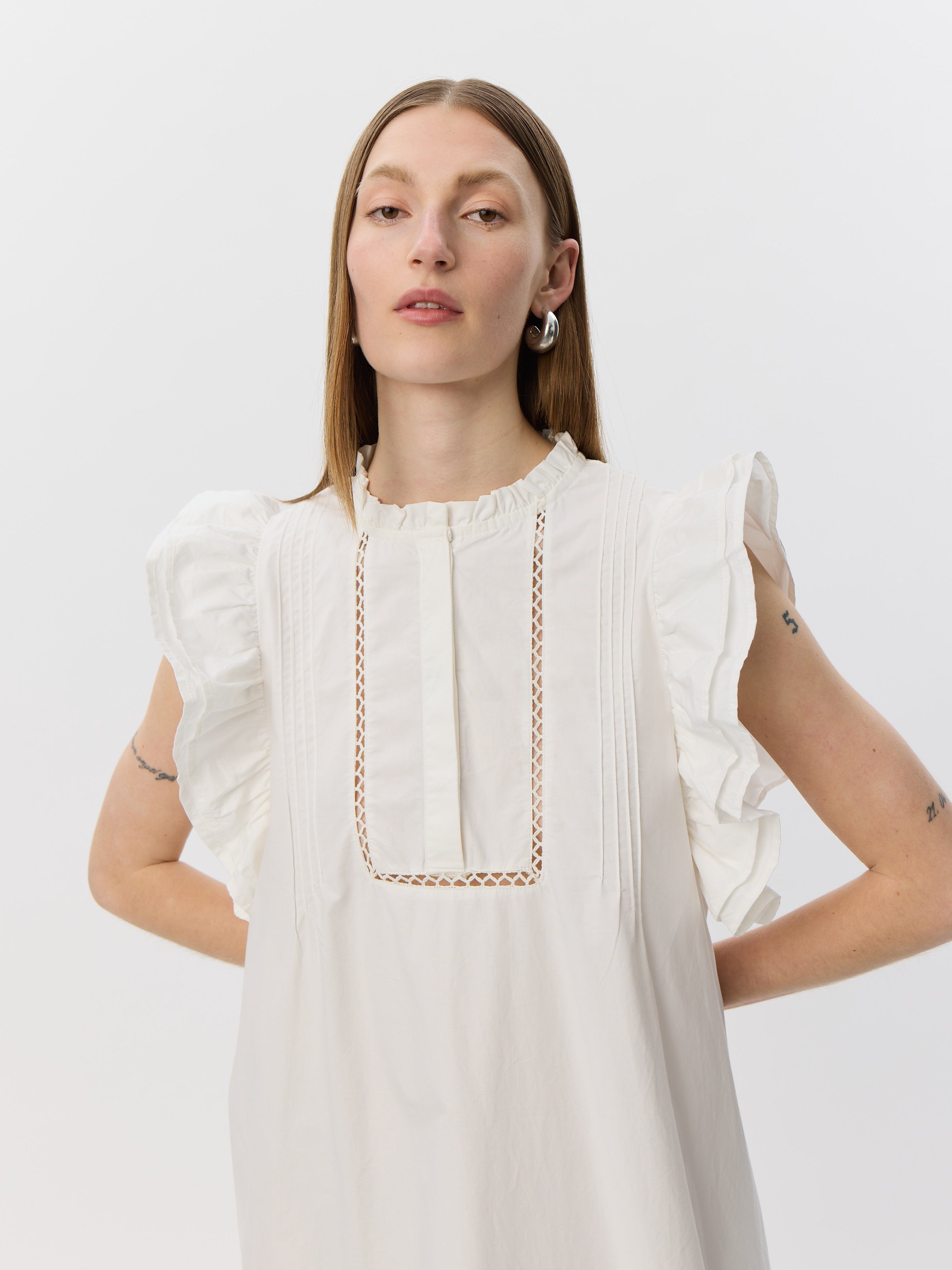 Sofie Schnoor WOMEN OTANIASW FRILL COTTON DRESS Dress 0141 White Alyssum