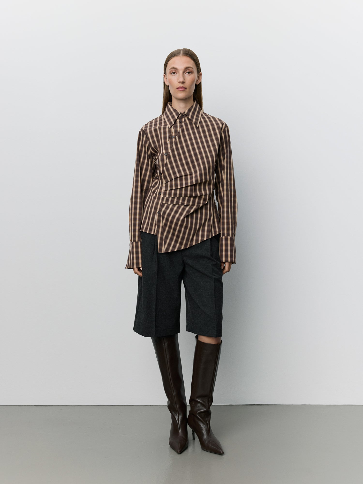 Sofie Schnoor WOMEN PAIGESW ASYMMETRIC SHIRT Shirt 9007 Brown check