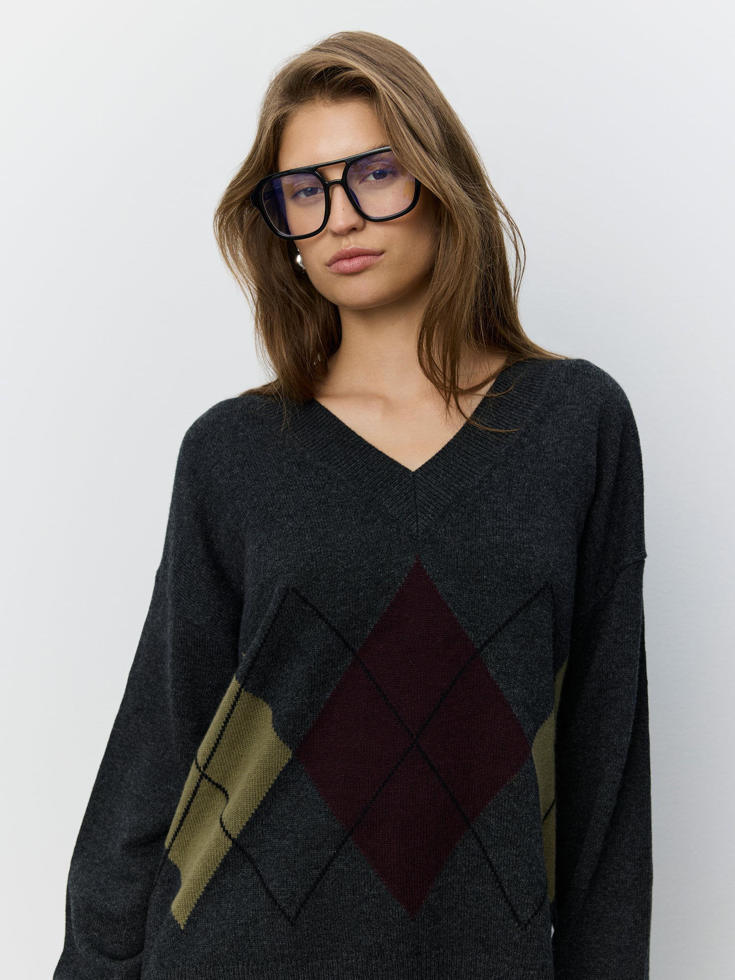 Sofie Schnoor WOMEN PALEASW V-NECK KNIT SWEATER Knit 8008 Dark grey