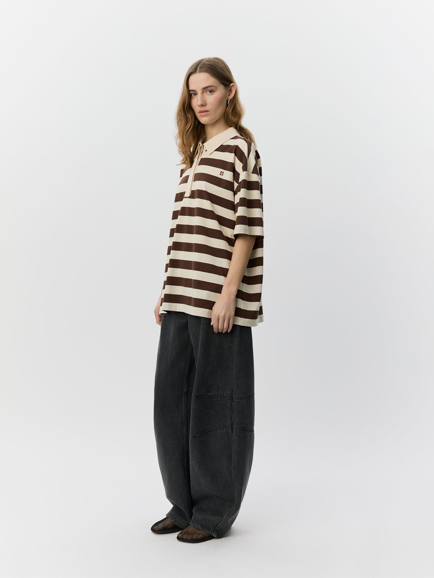Sofie Schnoor WOMEN PILSW OVERSIZE STRIPED POLO SHIRT T-shirt 0140 Off White Striped