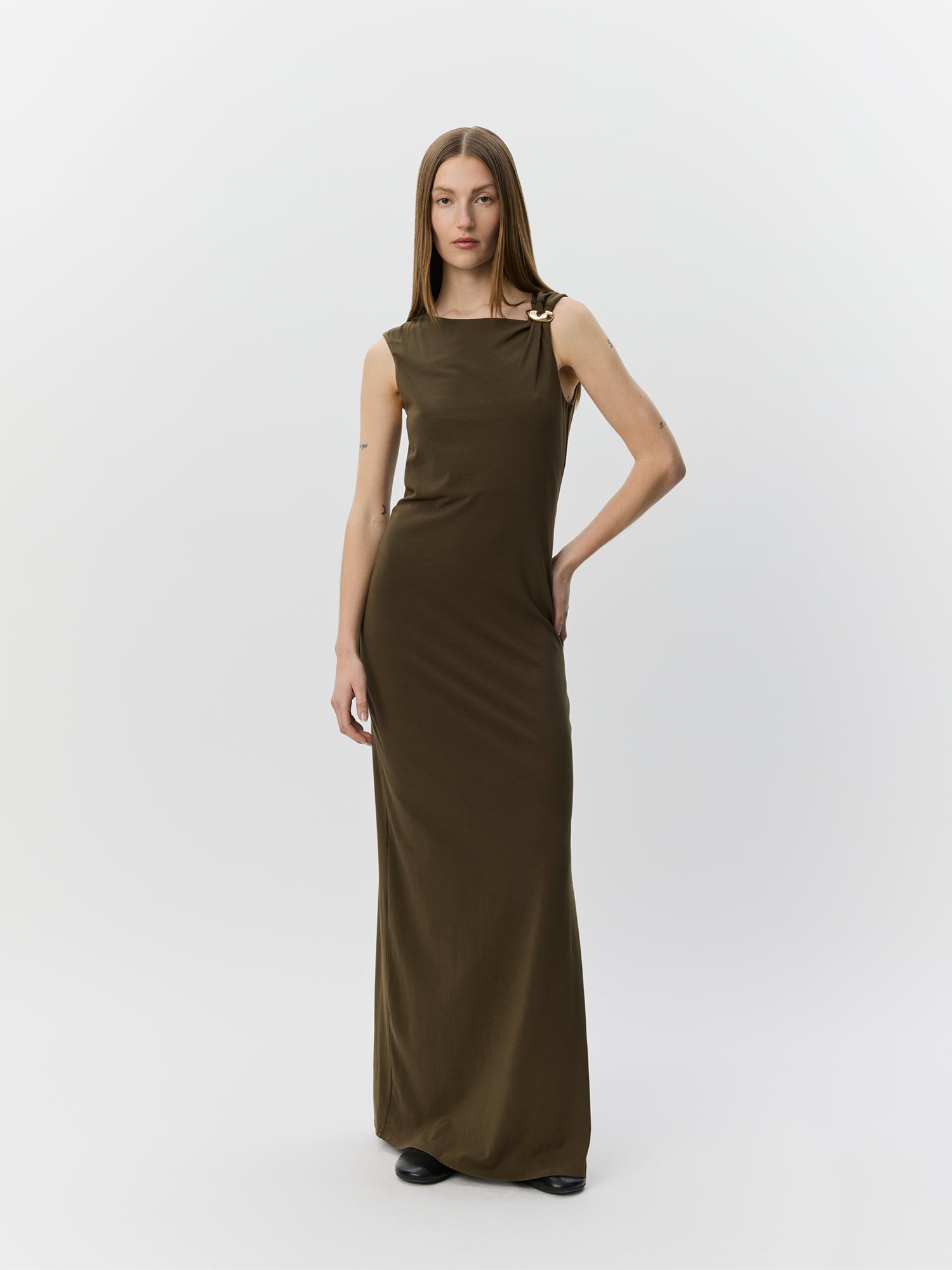 Sofie Schnoor WOMEN RAGNISW JERSEY MAXI DRESS Dress 3097 Olive Brown