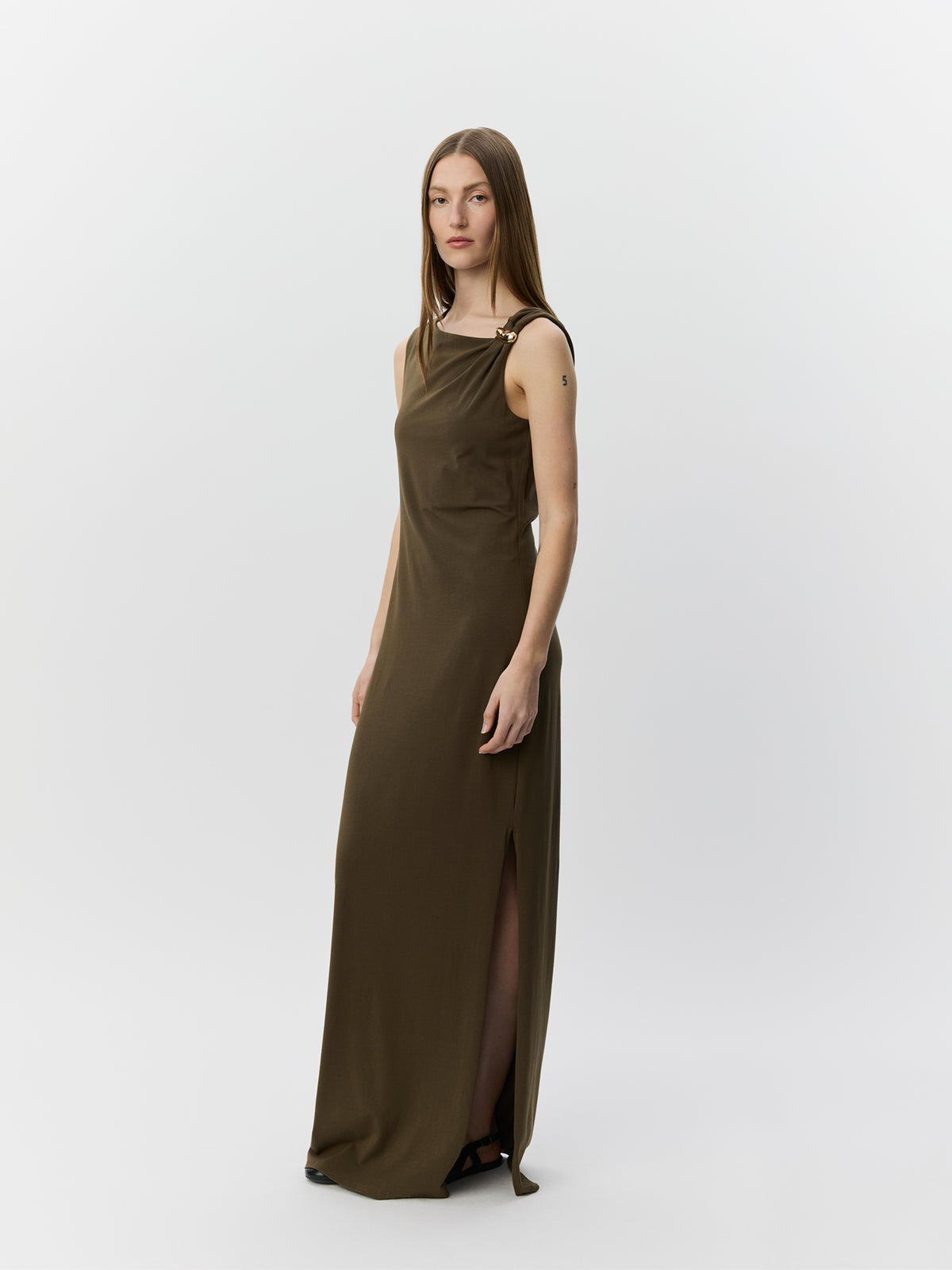 Sofie Schnoor WOMEN RAGNISW JERSEY MAXI DRESS Dress 3097 Olive Brown