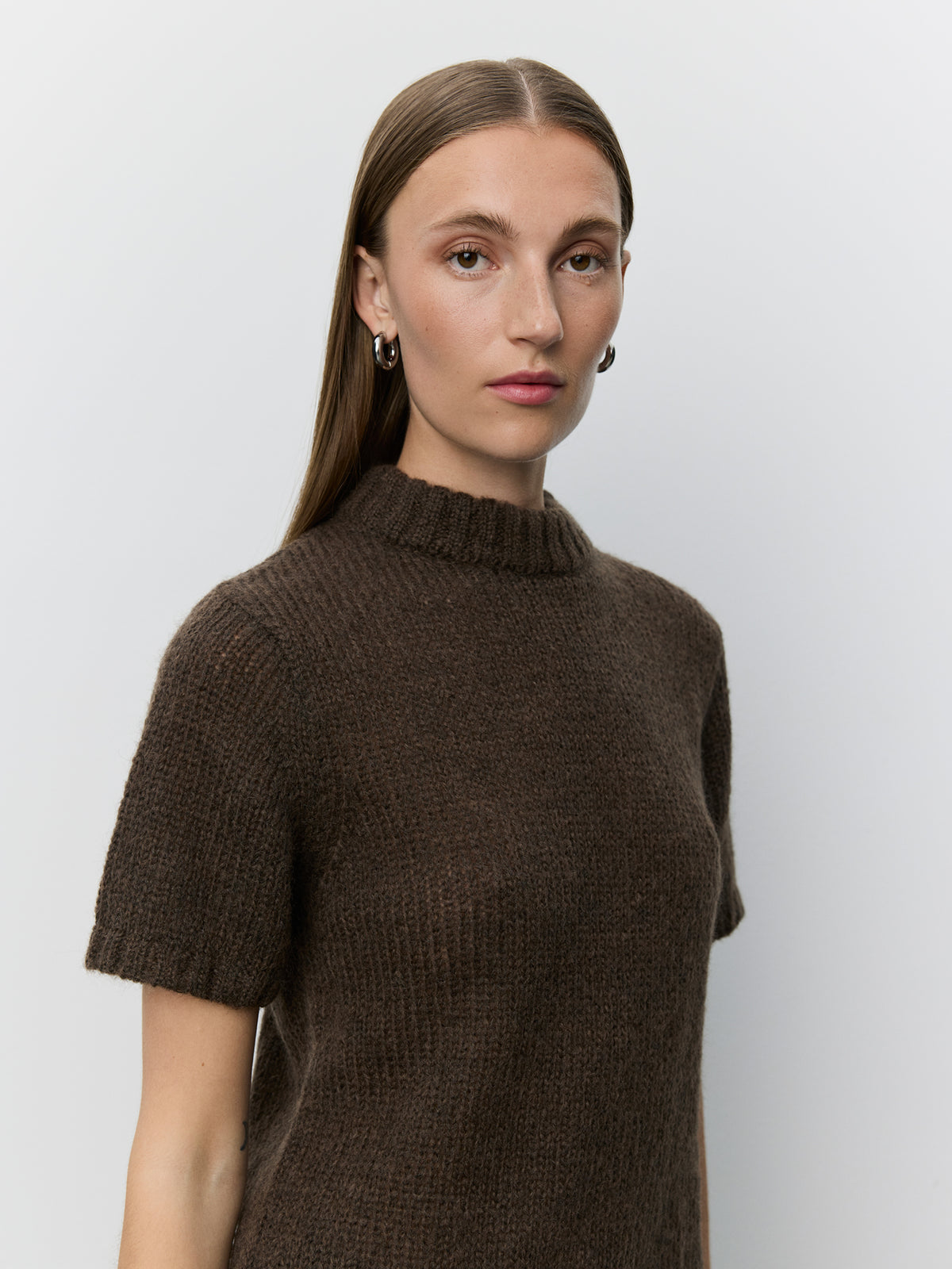 Sofie Schnoor WOMEN SAGASW SHORT SLEEVE KNIT SWEATER Knit 7025 Dark brown