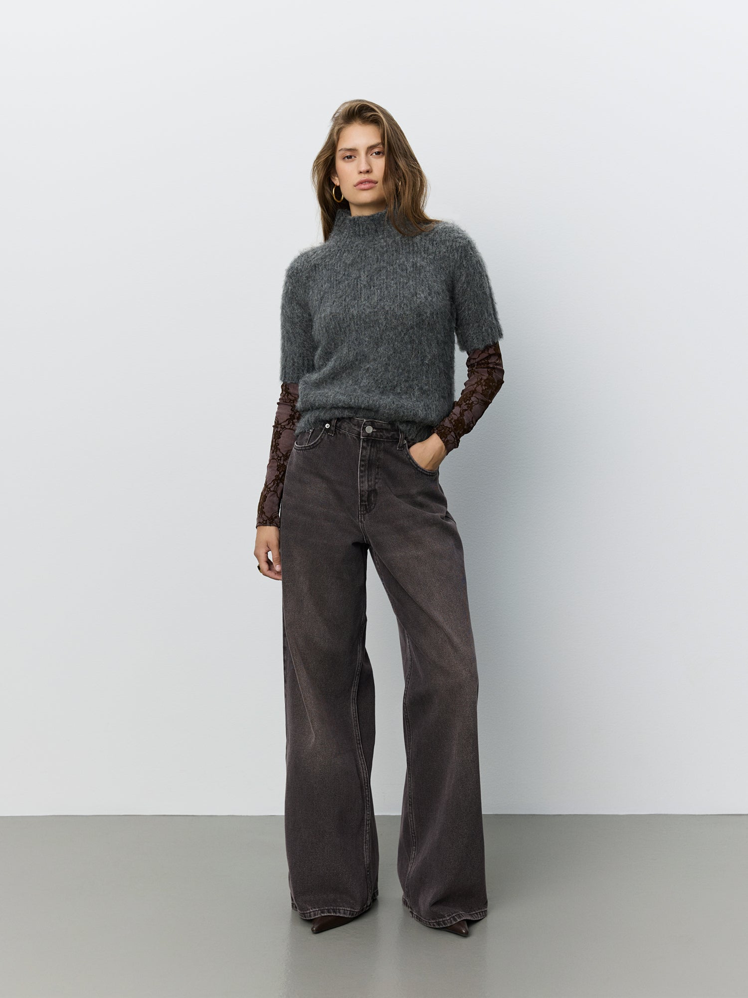 Sofie Schnoor WOMEN SAMINASW SHORT SLEEVE KNIT TOP Knit 8008 Dark grey