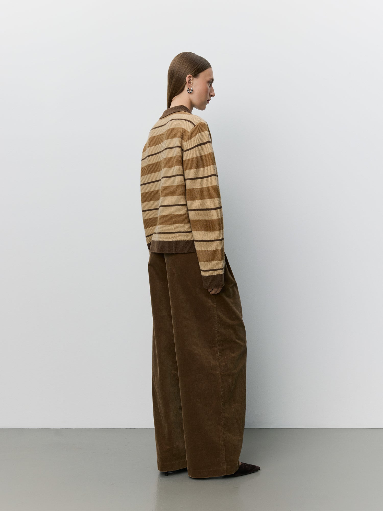 Sofie Schnoor WOMEN STORMASW STRIPED KNIT POLO Cardigan 7071 Brown melange
