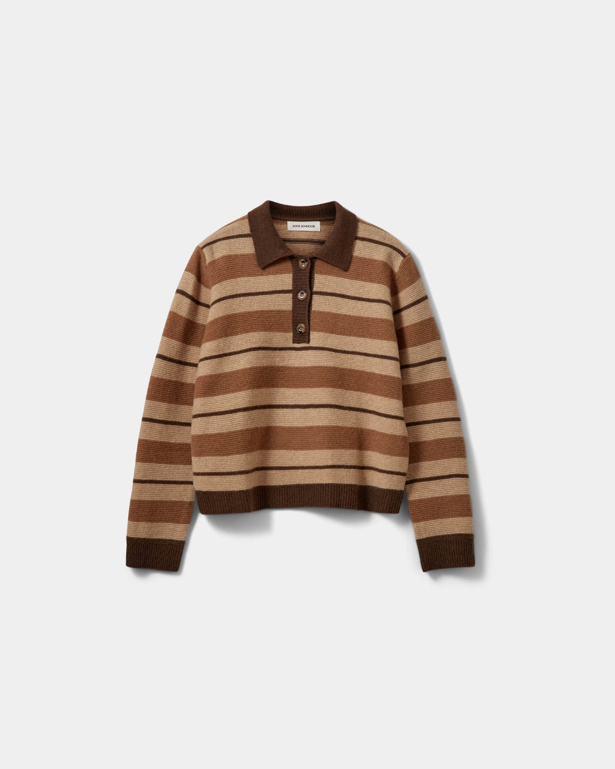 Sofie Schnoor WOMEN STORMASW STRIPED KNIT POLO Cardigan 7071 Brown melange