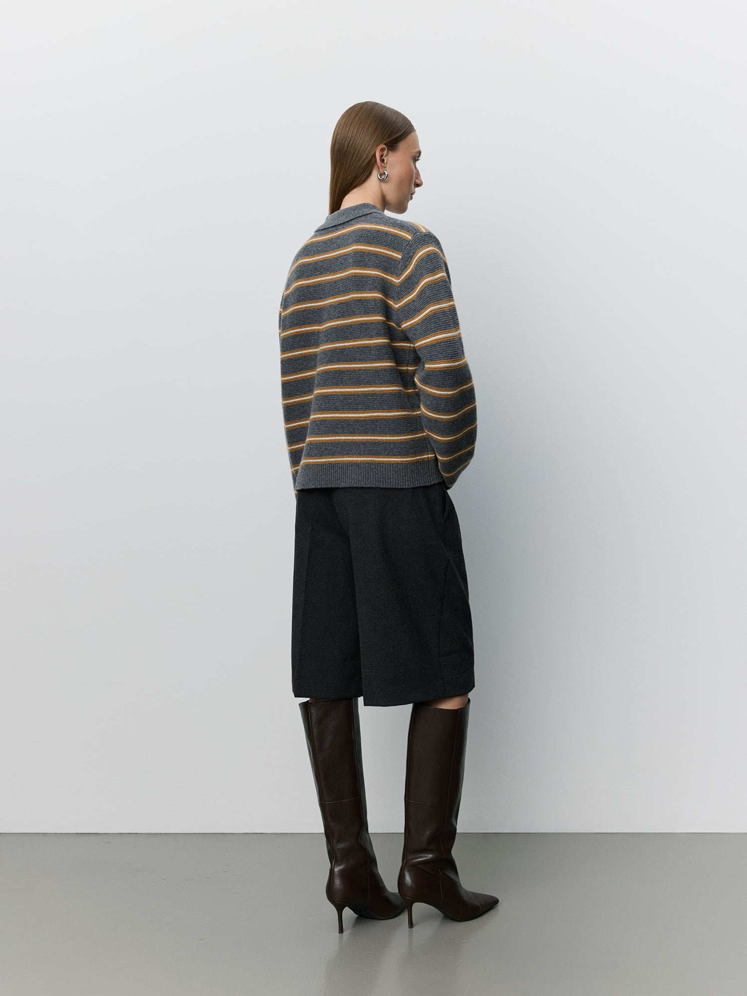 Sofie Schnoor WOMEN STORMASW STRIPED KNIT POLO Cardigan 8011 Dark grey melange