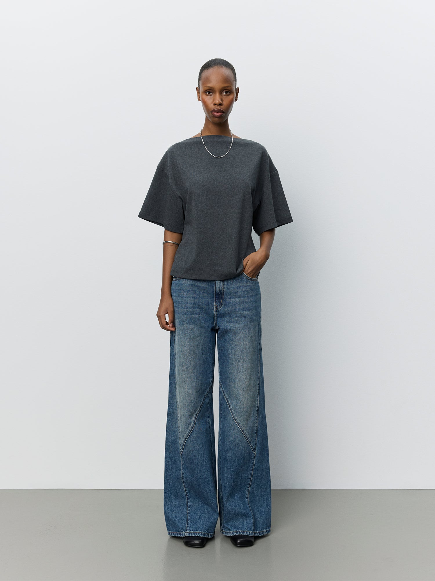 Sofie Schnoor WOMEN TEASW BOATNECK T-SHIRT T-shirt 8011 Dark grey melange