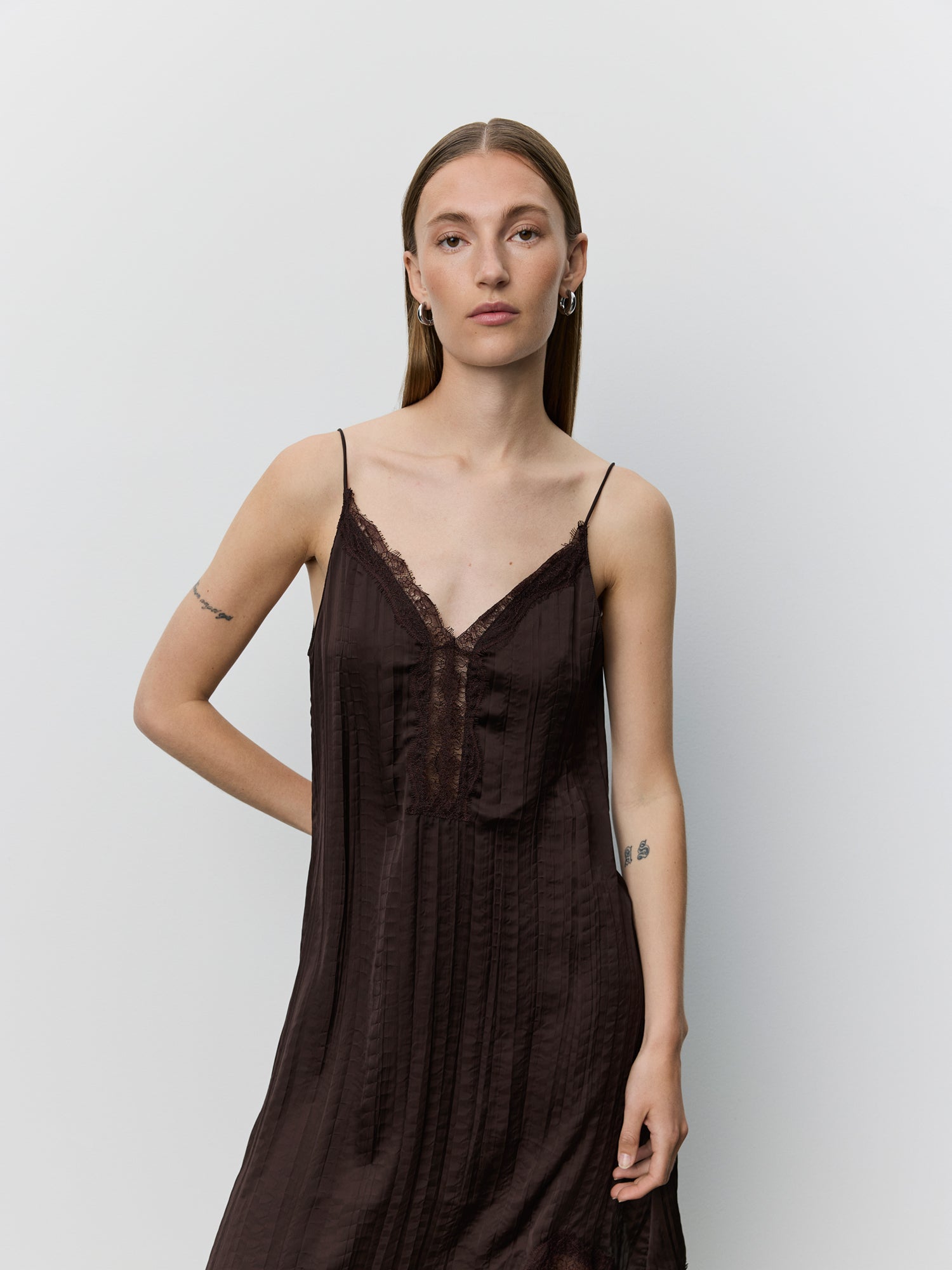 Sofie Schnoor WOMEN WINONASW ASYMMETRIC SLIP DRESS Dress 7025 Dark brown