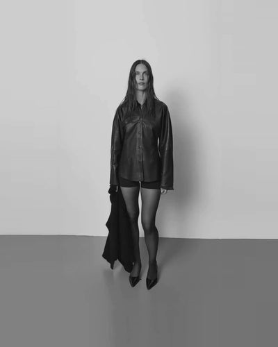 Sofie Schnoor WOMEN ICON 021 - LIRASW FITTED LEATHER SHIRT Shirt 1000 Black